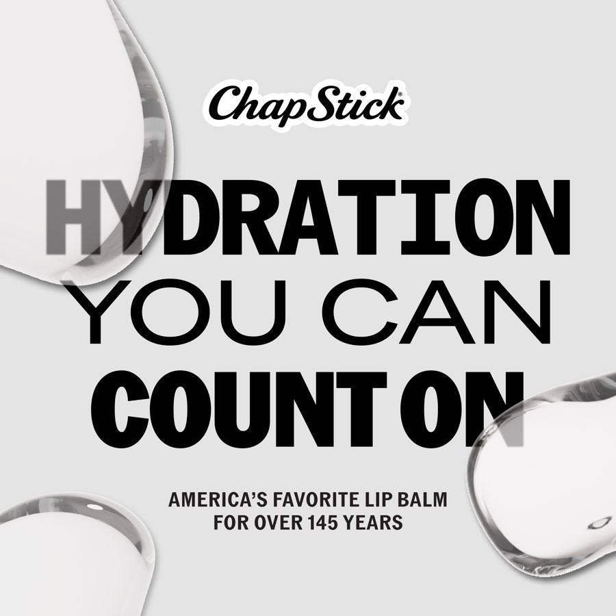 ChapStick PDP tile: hydration you can count on, America’s favorite lip balm for over 145 years